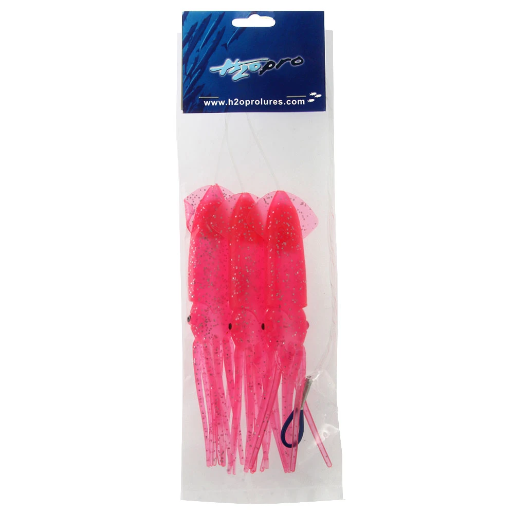 H2o Pro 7in Triple Rigged B2 Squid Dredge Teaser Pink 3 H2o Pro 7in Triple Rigged B2 Squid Dredge Teaser Pink
